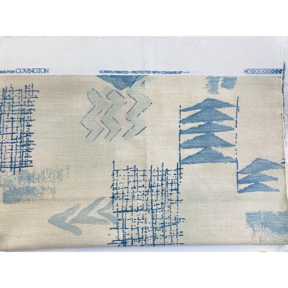 Covington TPSA Fabric Blue Tan Graphic Medium Heavy Graphic Abstract Screen Prin